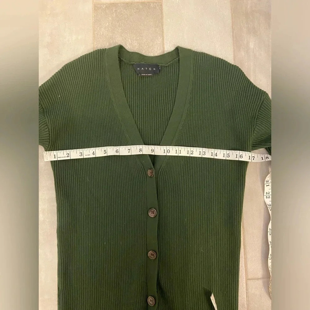 HATCH The Rib Knit Cardigan Olive Size 2 - Picture 7 of 10